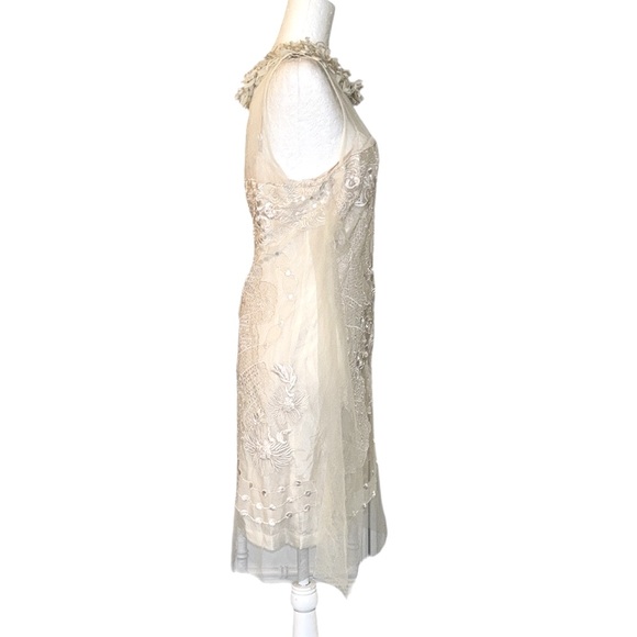 RARE Anthro Yoana Baraschi Vintage Ivory Embroidered Tulle Lace Slip Dress - 10 - Picture 10 of 15